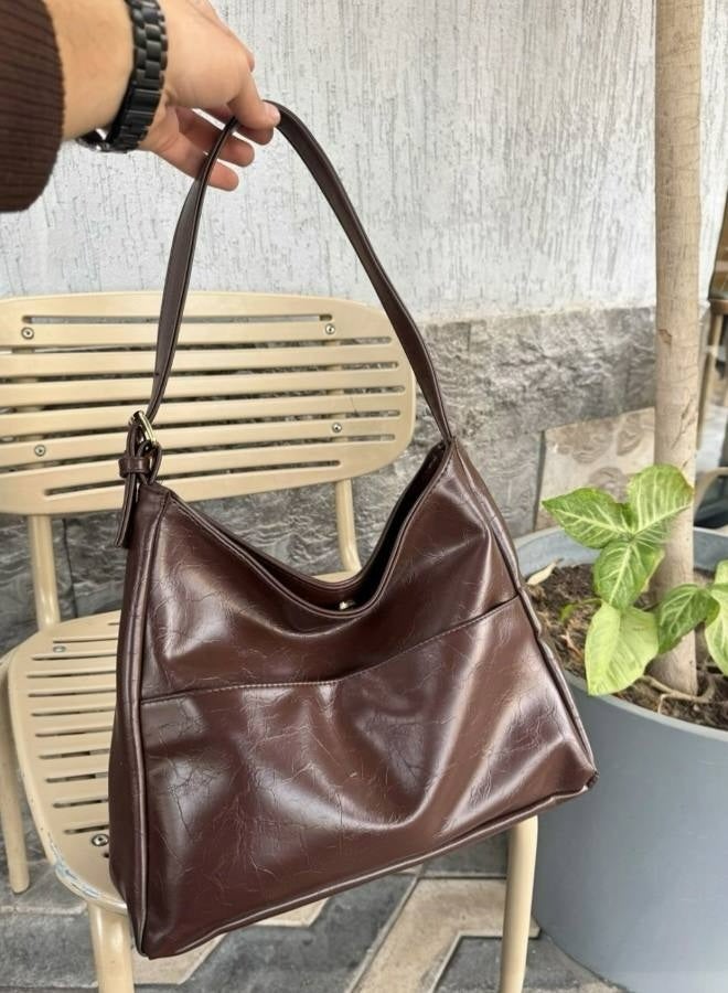 Stylish Brown Shoulder Bag for Women – Classic Elegant Handbag Perfect for University & Work – Fashion Statement Accent - Image 2